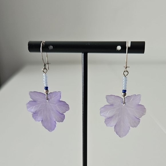 Jewelry - Elegant Purple Leaf Earrings